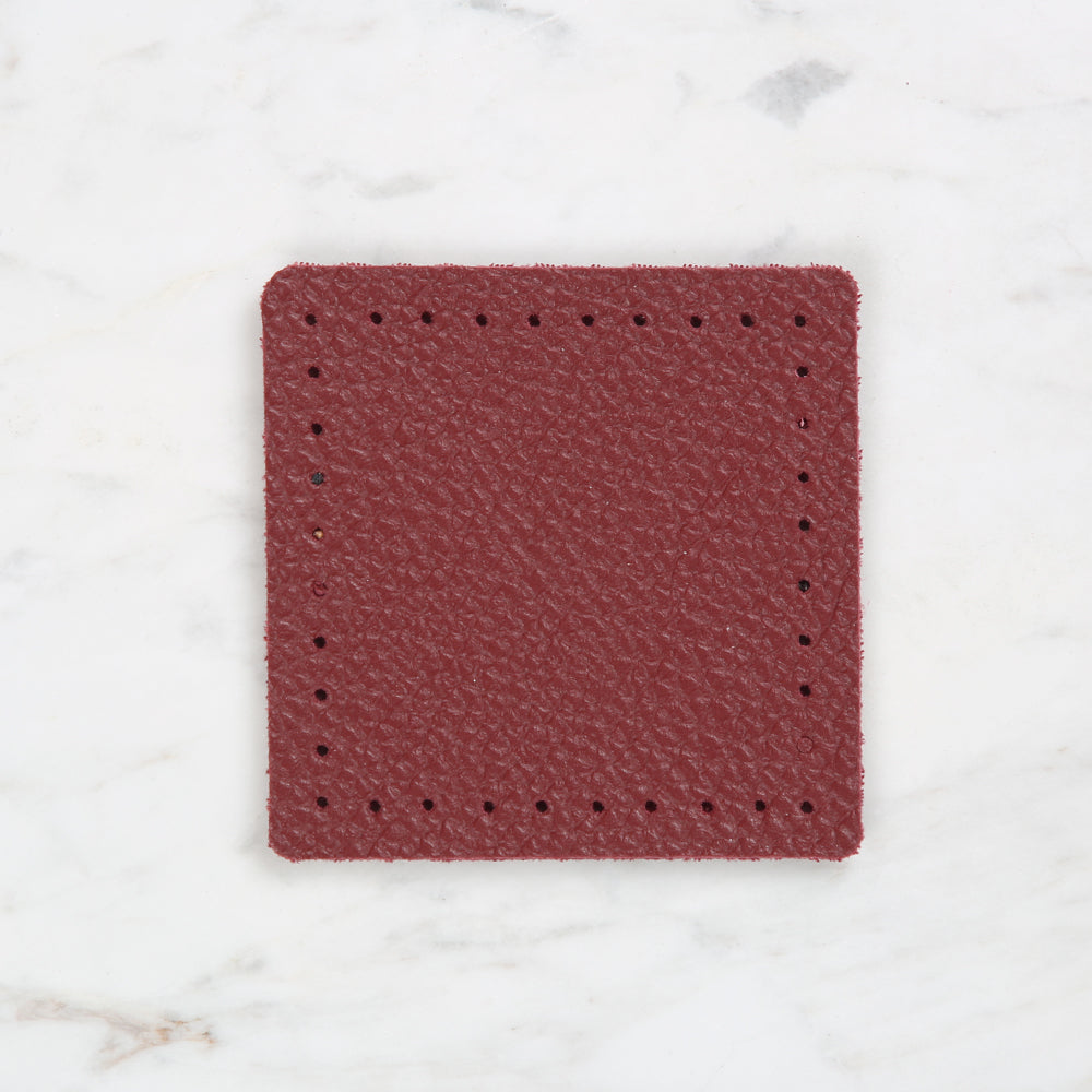 Knitme Kare Deri 8x8 cm Bordo BA-0051